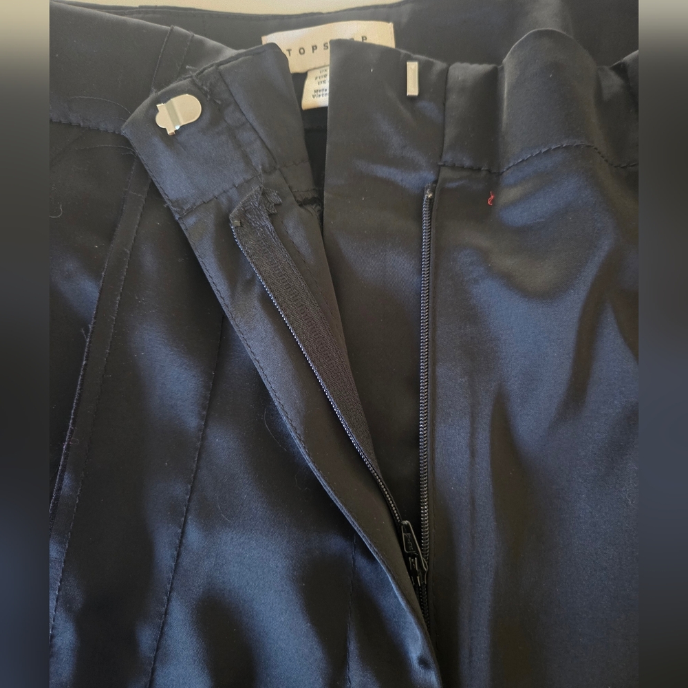 Topshop Elegant Black Satin Wide-Leg Pants - Picture 3 of 4